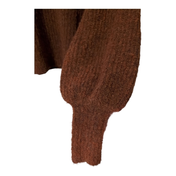 Olivaceous Sweater Womens Wool Blend Ribbed Long Bishop Sleeve - Picture 4 of 7